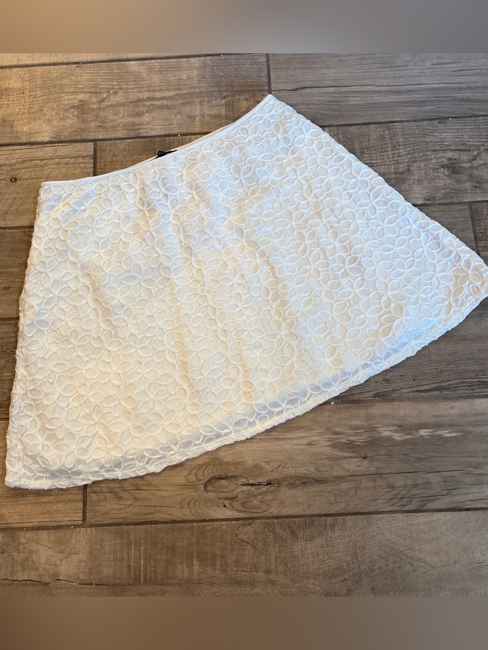 MAX EDITION Women White A-Line Embroidered Daisy Skirt Size XL